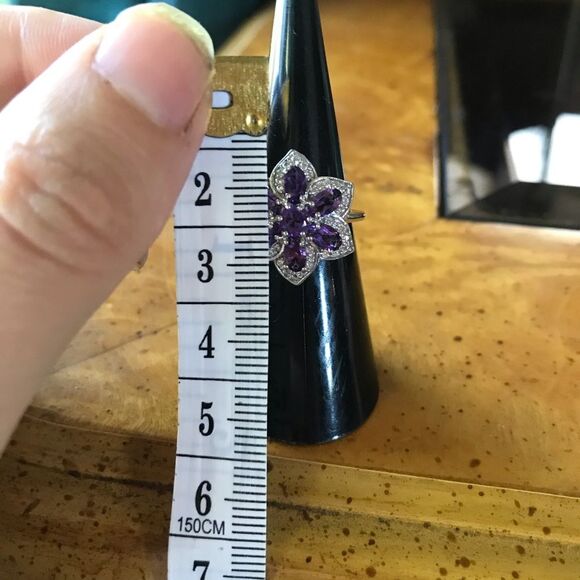 Natural Amethyst Sterling Silver Ring Size 5 - Picture 6 of 10